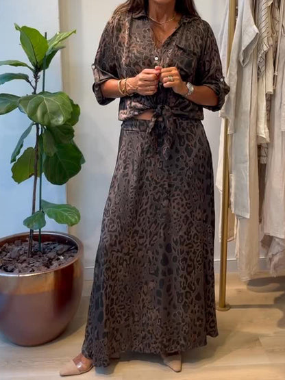 🔥Summer Arrivals🌟Cozy Linen And Cotton Leopard Print Skirt.
