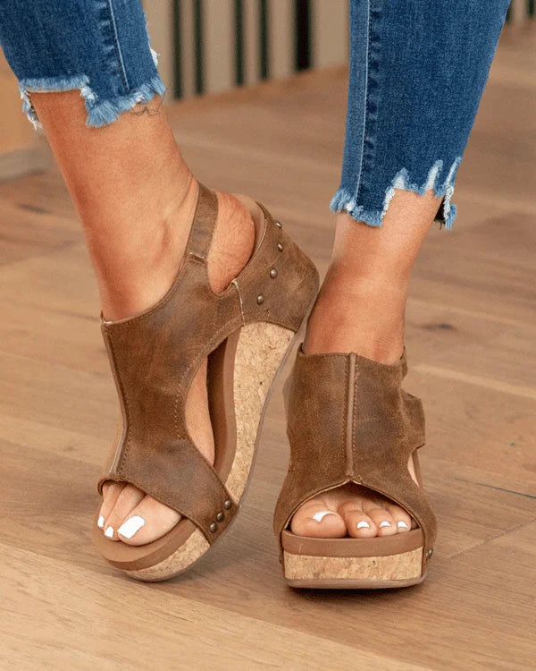 🔥Women's Leather Platform Wedge Orthopedic Sandals