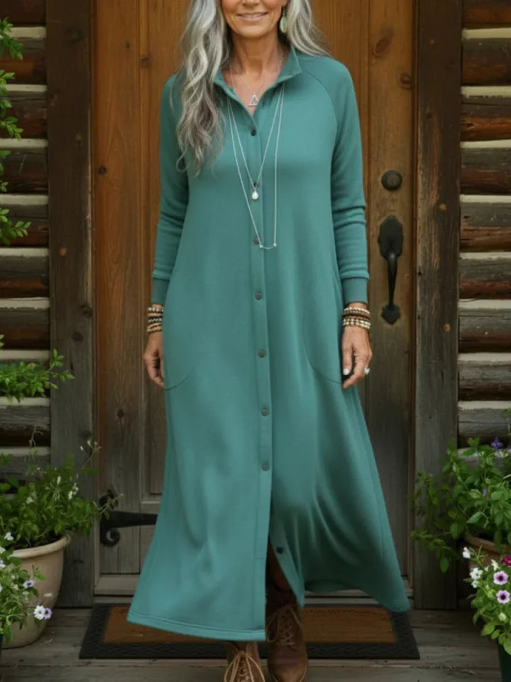 🔥Summer Arrivals🌟Casual And Cozy Button-up Sweatshirt Dress