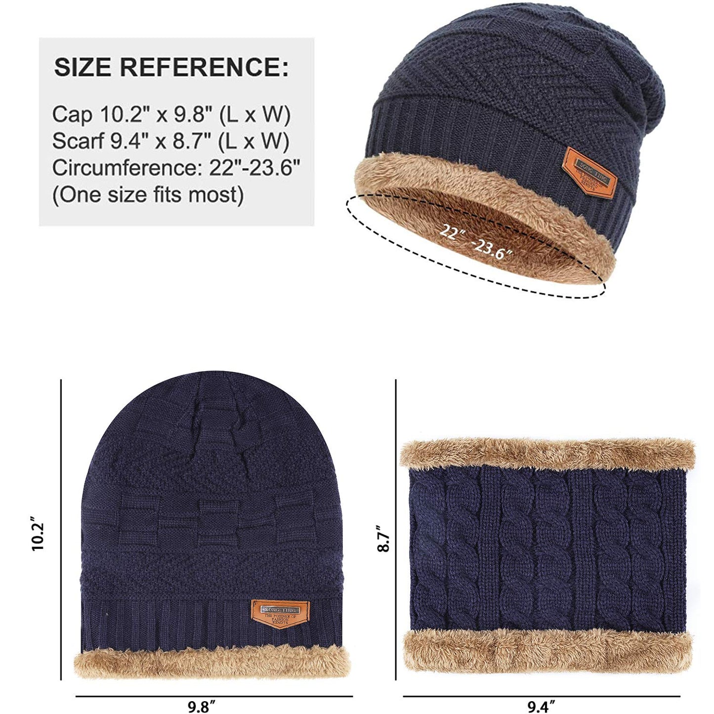 🔥𝗖𝗹𝗲𝗮𝗿𝗮𝗻𝗰𝗲 𝗦𝗮𝗹𝗲🌟Mens Womens Winter Beanie Hat Scarf Set Warm Knit Hat Thick Fleece Lined Winter Cap