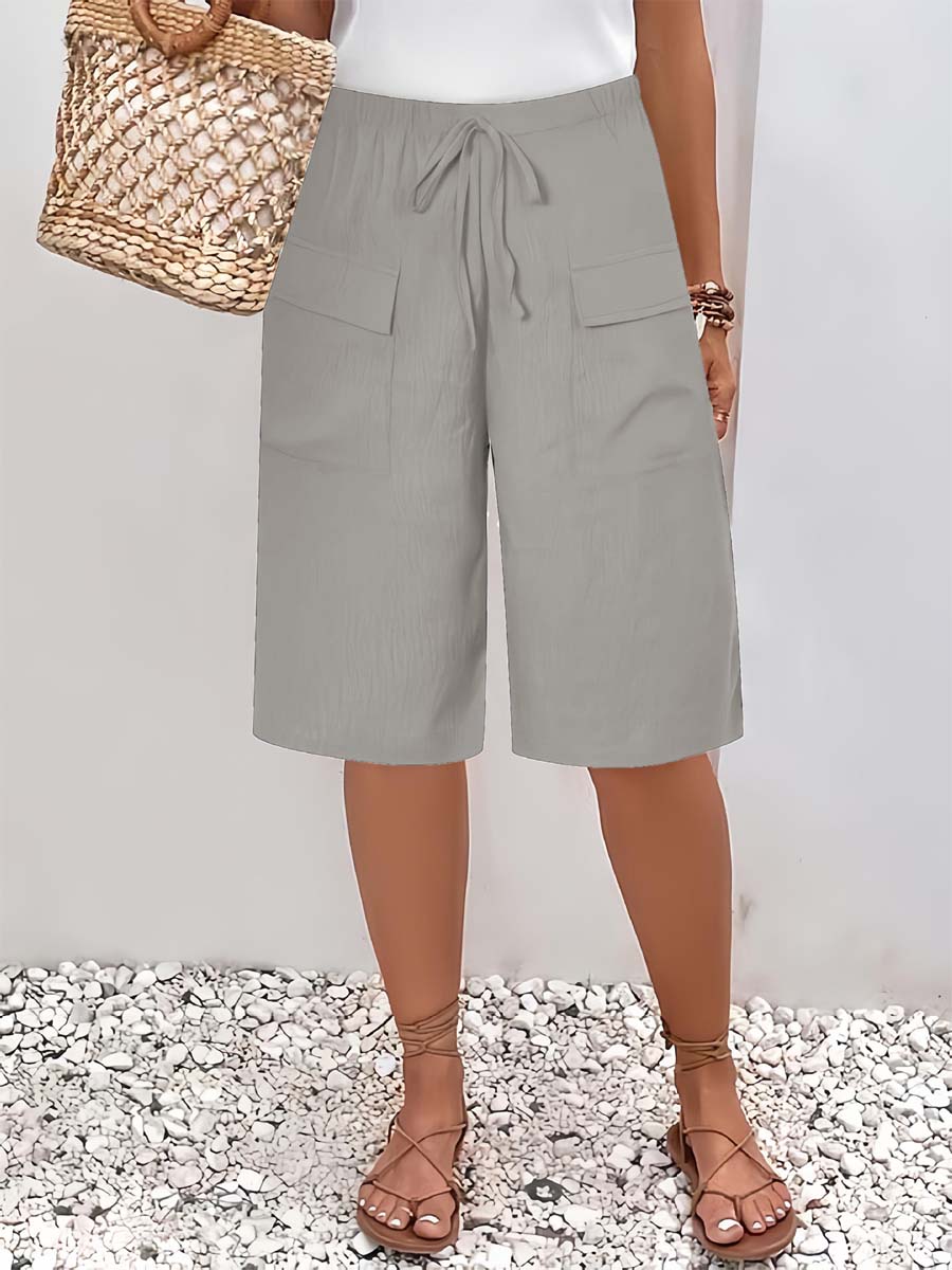 🔥Summer Arrivals🌟Women's Solid Color Casual Loose Stylish Pockets Shorts