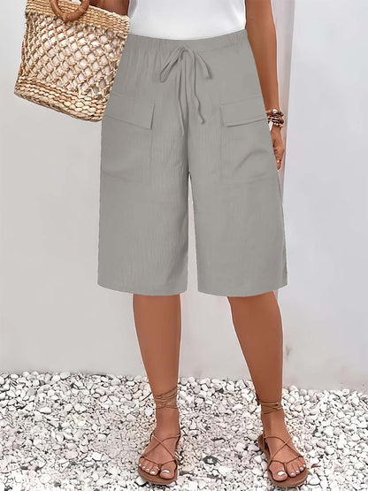 🔥Summer Arrivals🌟Women's Solid Color Casual Loose Stylish Pockets Shorts