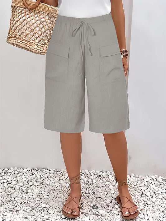 🔥Summer Arrivals🌟Women's Solid Color Casual Loose Stylish Pockets Shorts