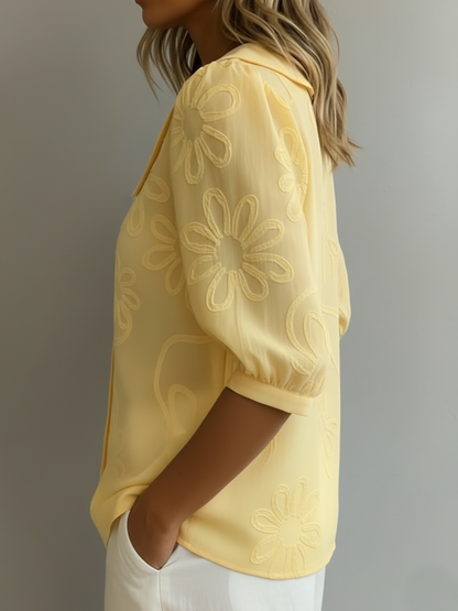 🔥Summer Arrivals🌟Vintage Peter Pan Collar Embroidered Floral Shirt