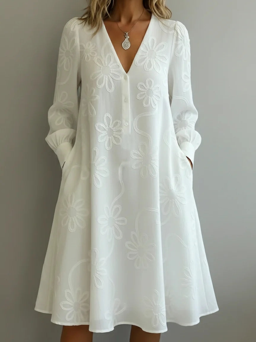 🔥Summer Arrivals🌟Vintage Elegant V-neck Floral Embroidery Dress