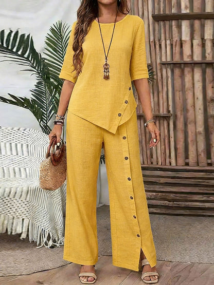 🔥Summer Arrivals🌟Casual And Cozy Minimalist Linen Two-piece Set