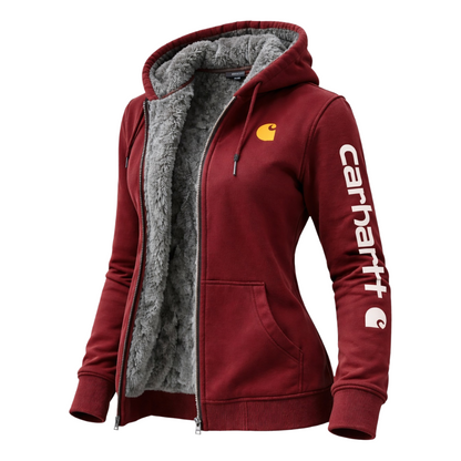 🔥𝗖𝗹𝗲𝗮𝗿𝗮𝗻𝗰𝗲 𝗦𝗮𝗹𝗲🌟Women's Vintage Fleece Pocket Full Zip Long Sleeve Hoodie Jacket-Black
