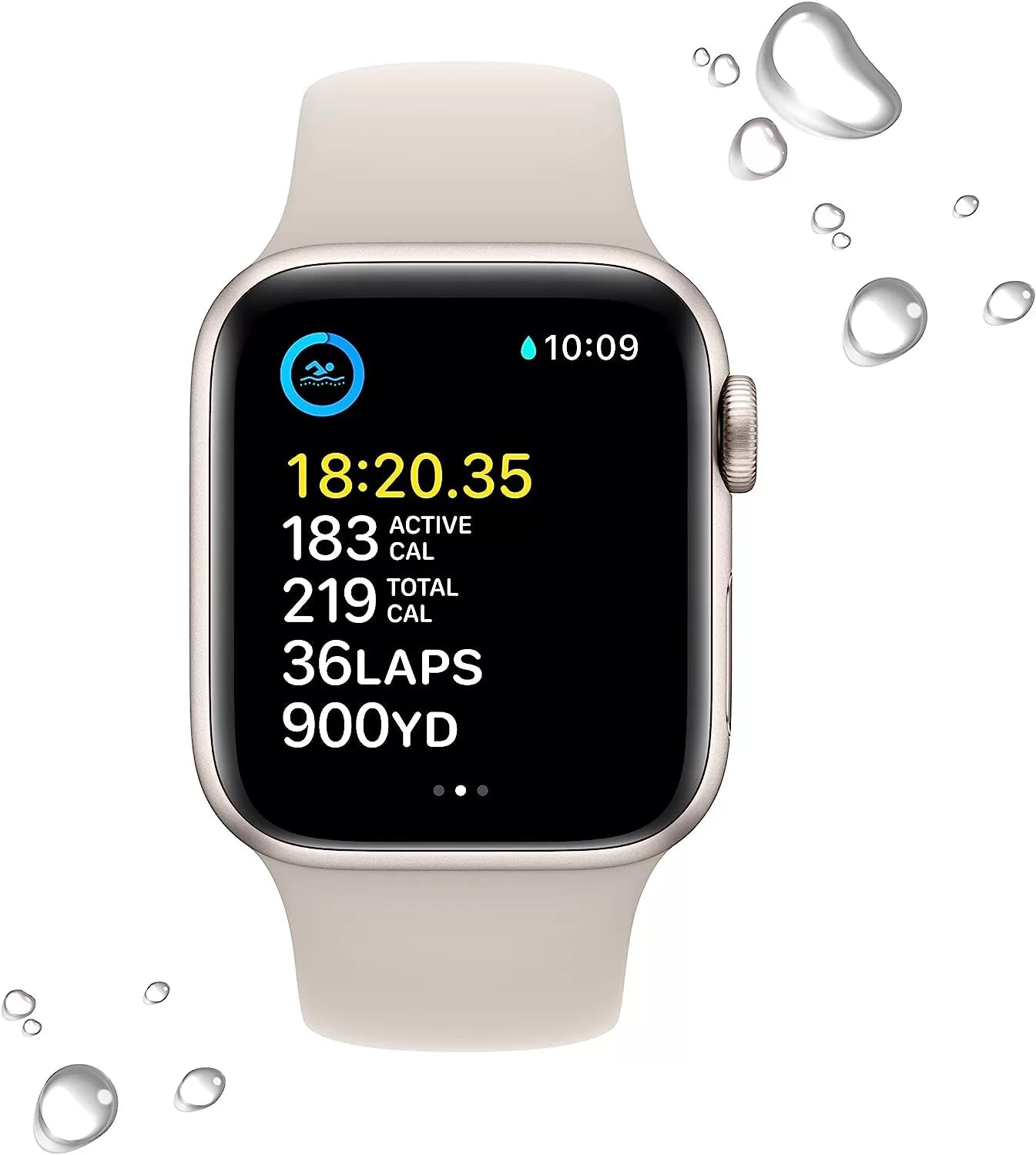 Watch SE (2nd Gen) [GPS 40mm] Smart Watch w/Starlight Aluminum Case & Starlight Sport Band - S/M. Fitness & Sleep Tracker, Crash Detection, Heart Rate Monitor, Retina Display, Water Resistant