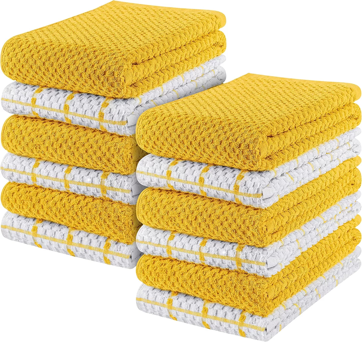 Kitchen Towels 12 Pack, 15 x 25 Inches, 100% Ring Spun Cotton Super Soft and Absorbent Linen Dish Towels, Tea Towels and Bar Towels Set (Black)