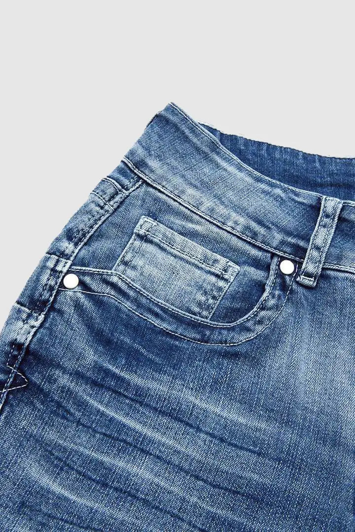 🔥Summer Arrivals🌟Stitch Detail Dual Button Mid Waist Straight Leg Jeans