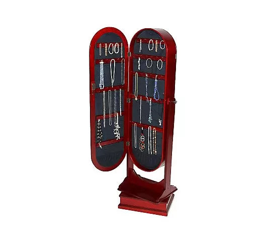 💥Clearance Sale - Gold & Silver Safekeeper Oval Spinning Jewelry Cabinet