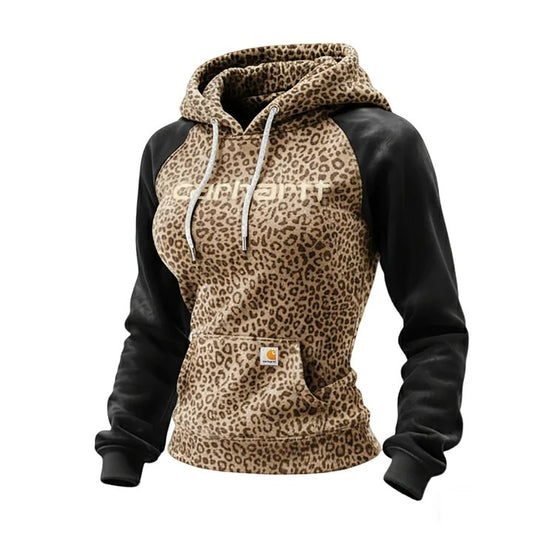 🔥𝗖𝗹𝗲𝗮𝗿𝗮𝗻𝗰𝗲 𝗦𝗮𝗹𝗲🌟Women's Retro Casual Leopard Print Color Block Hoodie