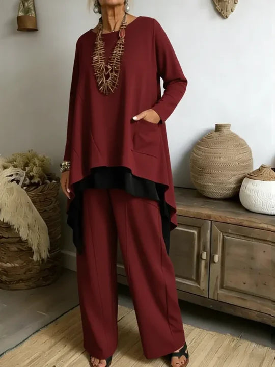🔥Summer Arrivals🌟Women's Casual Asymmetrical Hem Cotton Top And Pants Two-piece Set(Buy2 Free shipping)