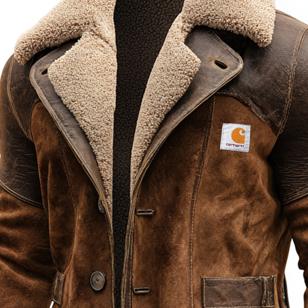 🔥𝗖𝗹𝗲𝗮𝗿𝗮𝗻𝗰𝗲 𝗦𝗮𝗹𝗲🌟Men's Vintage Brown Suede Leather And Faux Fur Lined Jacket