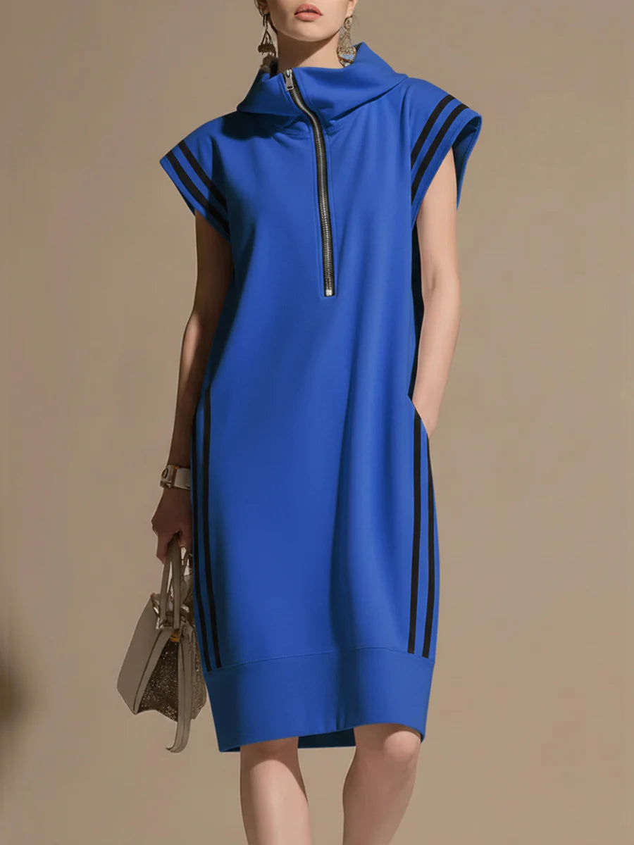 🔥Summer Arrivals🌟Women's Casual Patchwork Striped Hooded Dress