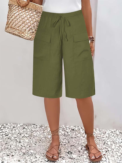 🔥Summer Arrivals🌟Women's Solid Color Casual Loose Stylish Pockets Shorts