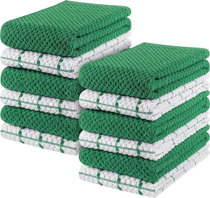 Kitchen Towels 12 Pack, 15 x 25 Inches, 100% Ring Spun Cotton Super Soft and Absorbent Linen Dish Towels, Tea Towels and Bar Towels Set (Black)