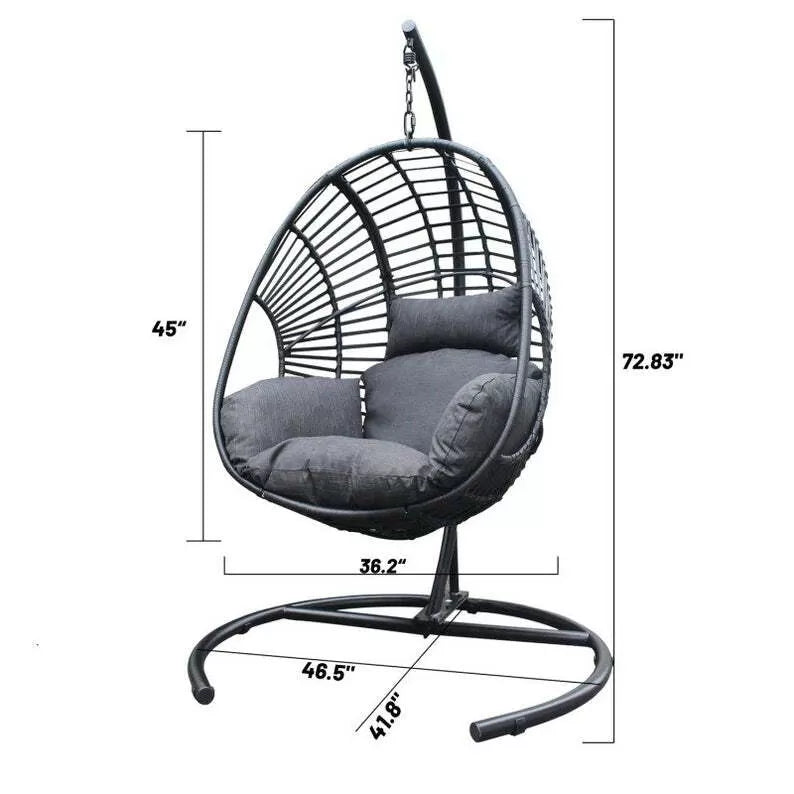 Hammock Wicker Swing Egg Chair Outdoor Backyard or Indoor With Stand Rain Cover Included