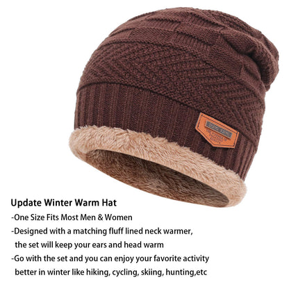 🔥𝗖𝗹𝗲𝗮𝗿𝗮𝗻𝗰𝗲 𝗦𝗮𝗹𝗲🌟Mens Womens Winter Beanie Hat Scarf Set Warm Knit Hat Thick Fleece Lined Winter Cap