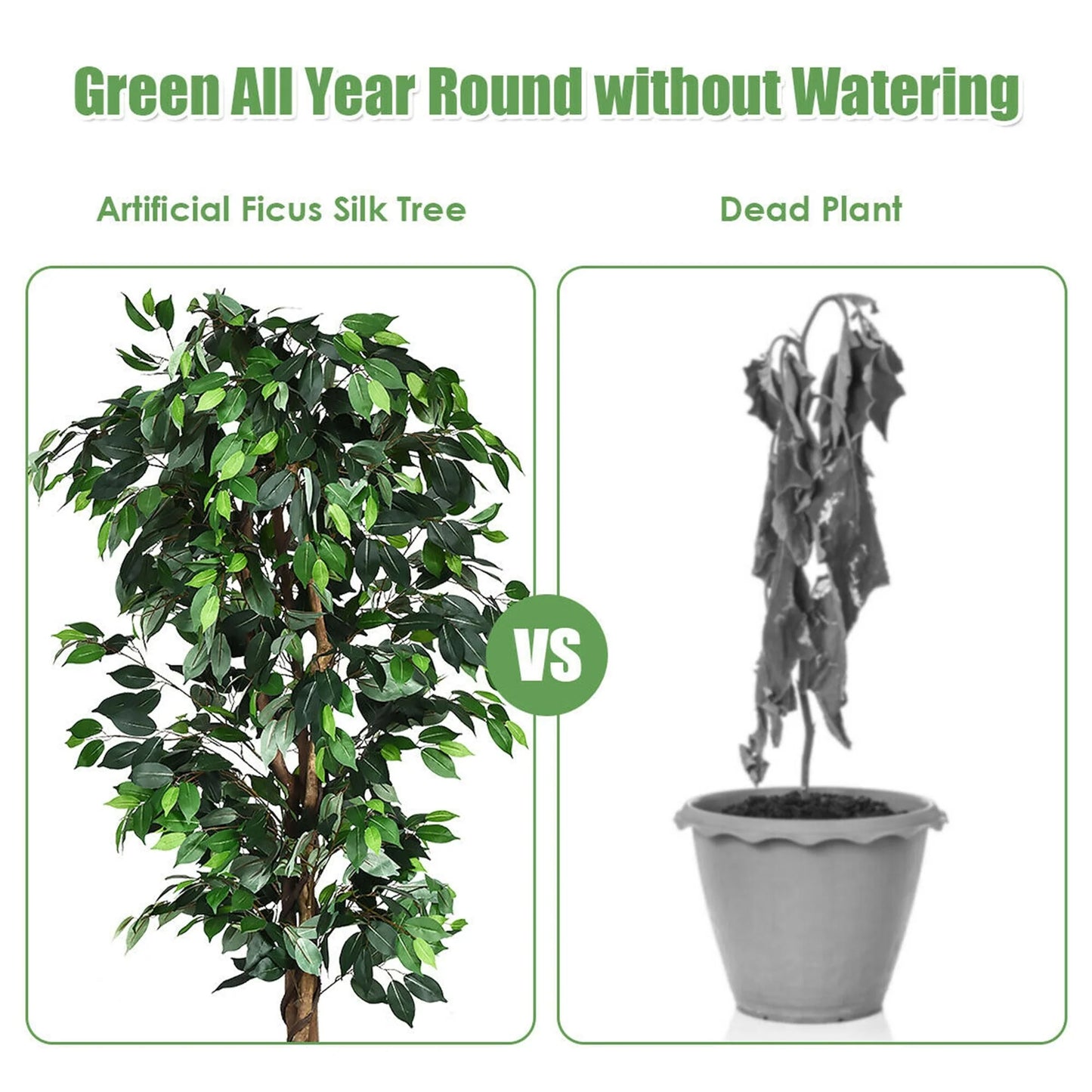 Gymax 6Ft Artificial Ficus Tree Fake Greenery Plant Home Office - 1 PCS