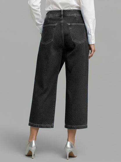 🔥Summer Arrivals🌟Women's High-waisted Loose-fitting Cropped Wide-leg Jeans