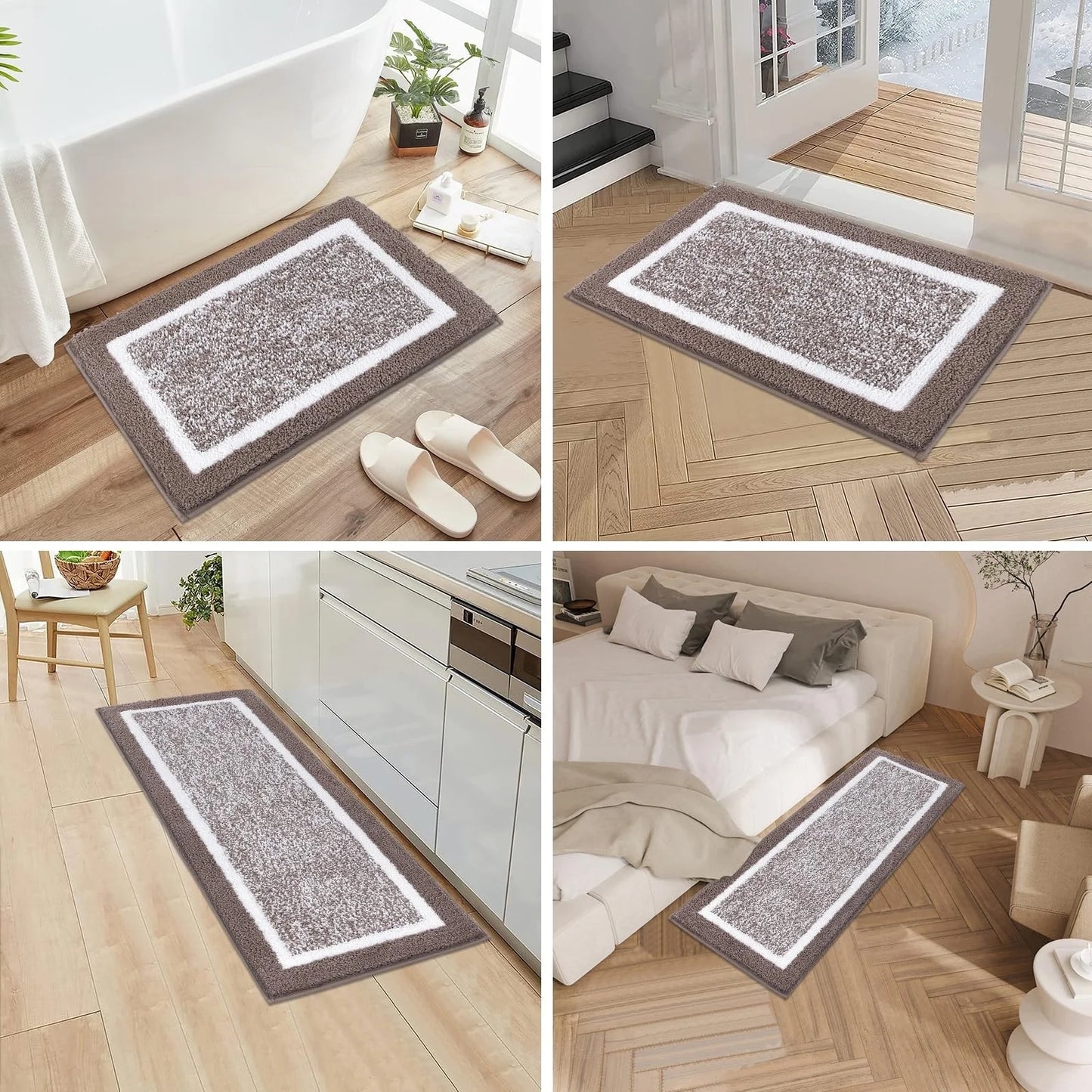 3 Piece Bath Mat Set Bathroom Rugs,Non Slip Plush Bathroom Mats,Absorbent Shaggy Bathroom Rug Set with U-Shaped Contour Toilet