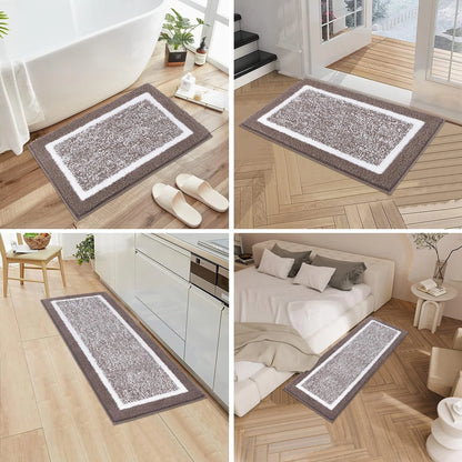 3 Piece Bath Mat Set Bathroom Rugs,Non Slip Plush Bathroom Mats,Absorbent Shaggy Bathroom Rug Set with U-Shaped Contour Toilet