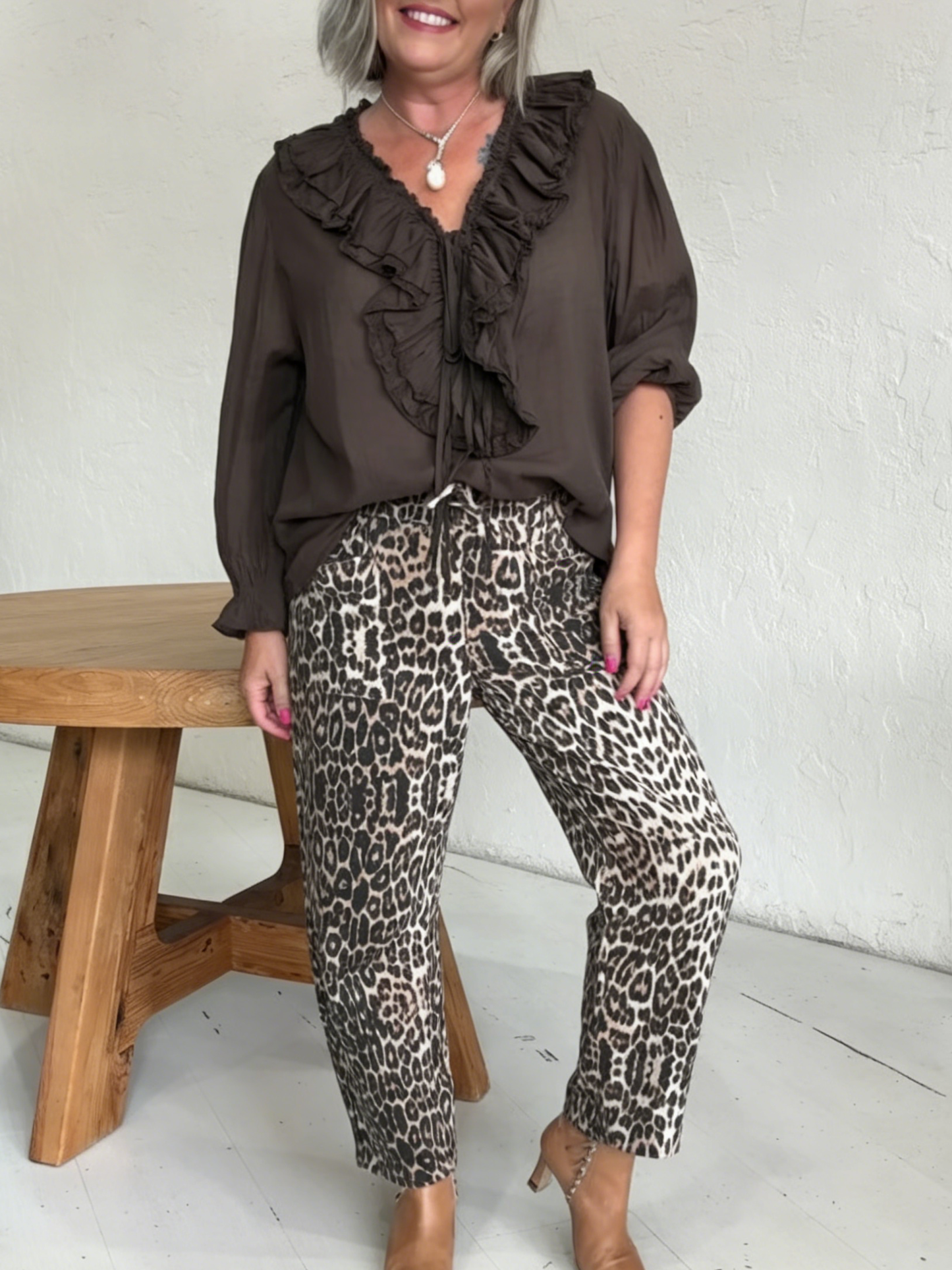 🔥Summer Arrivals🌟Casual Cozy Leopard Print Stretch Cotton Straight Leg Pants