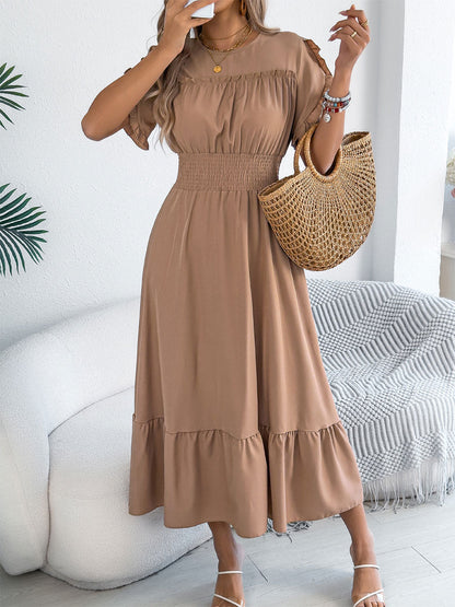 🔥Summer Arrivals🌟Women's Casual Ruffled Short-sleeved Maxi Dress