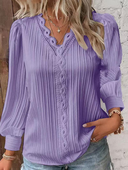 🔥Summer Arrivals🌟Women's V-neck Lace Patchwork Shirt