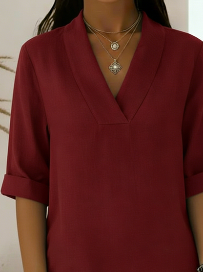 🔥Summer Arrivals🌟Vintage Elegant Shawl Collar Linen Short-sleeved Shirt