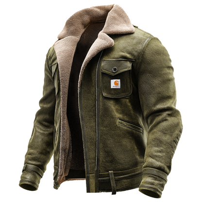 🔥𝗖𝗹𝗲𝗮𝗿𝗮𝗻𝗰𝗲 𝗦𝗮𝗹𝗲🌟Men's Vintage Brown Suede Leather Sherpa Lining Jacket