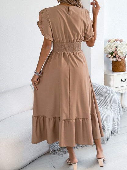 🔥Summer Arrivals🌟Women's Casual Ruffled Short-sleeved Maxi Dress