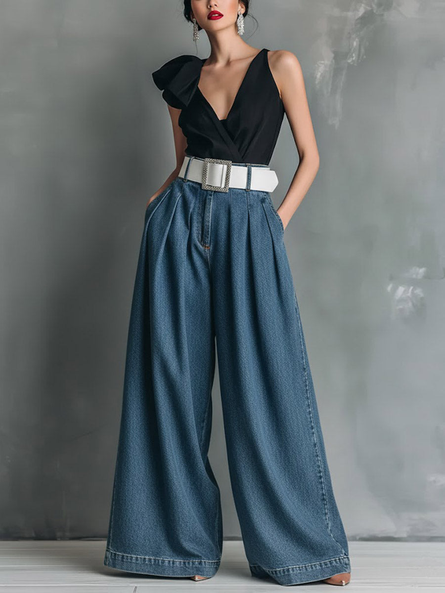 🔥Summer Arrivals🌟Women's High-waisted Casual Loose-fitting Wide-leg Jeans