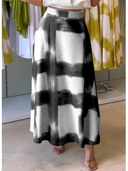 🔥Summer Arrivals🌟Women's Brushstroke Print Cotton and Linen Skirt