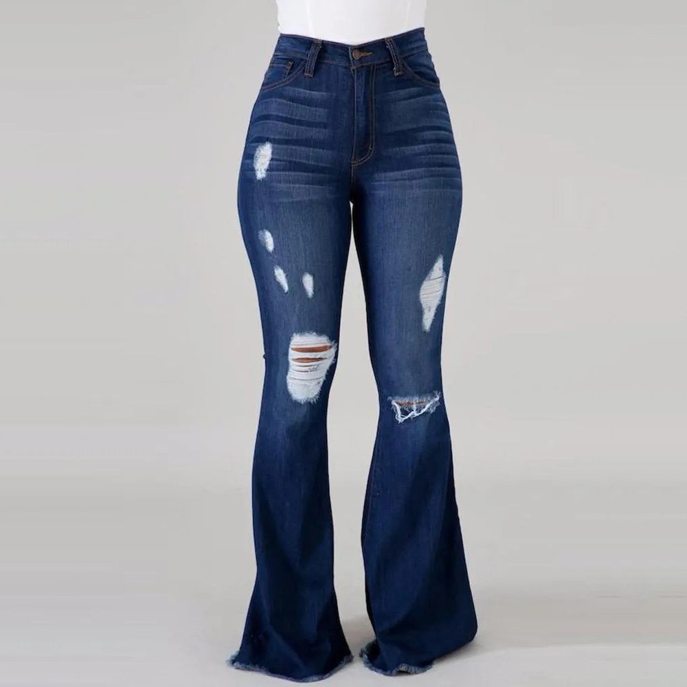 🔥𝗖𝗹𝗲𝗮𝗿𝗮𝗻𝗰𝗲 𝗦𝗮𝗹𝗲🌟Women's Stretch Ripped High-waisted Flared Jeans