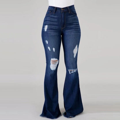 🔥𝗖𝗹𝗲𝗮𝗿𝗮𝗻𝗰𝗲 𝗦𝗮𝗹𝗲🌟Women's Stretch Ripped High-waisted Flared Jeans