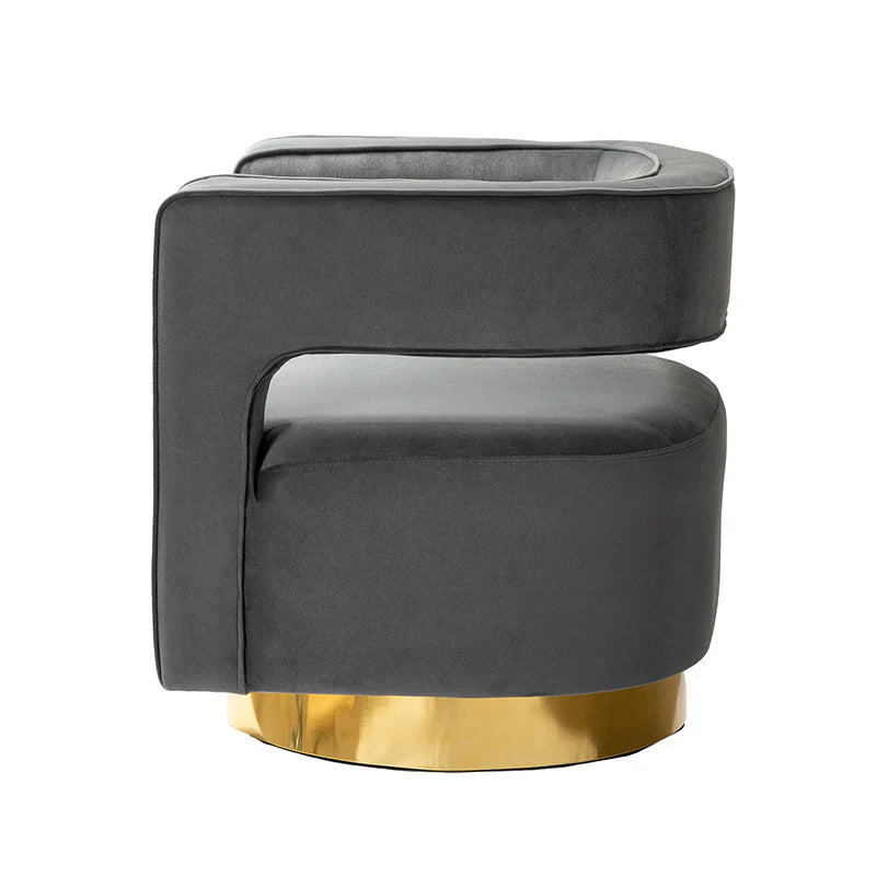 Agata Velvet Swivel Barrel Armchair
