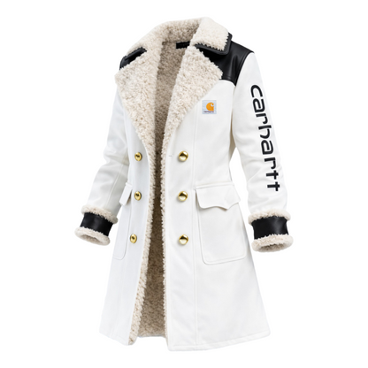 🔥𝗖𝗹𝗲𝗮𝗿𝗮𝗻𝗰𝗲 𝗦𝗮𝗹𝗲🌟Women's Vintage White Leather Contrast Fleece Faux Fur Lining Coat-Burgundy