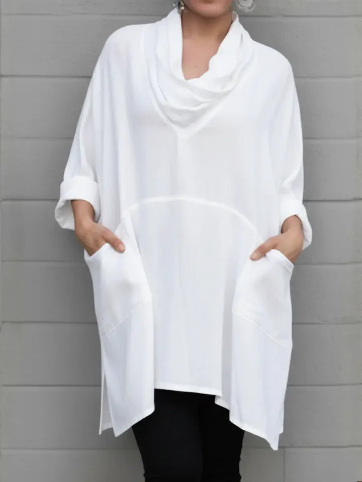 🔥Summer Arrivals🌟Women's Cozy Cowl Neck Linen And Cotton Top