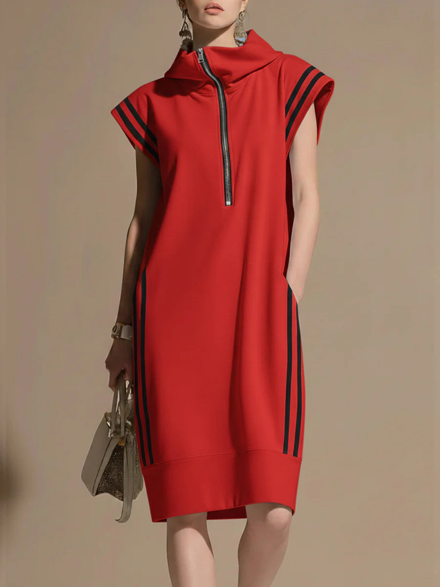 🔥Summer Arrivals🌟Women's Casual Patchwork Striped Hooded Dress