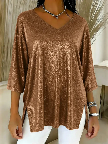 🔥Summer Arrivals🌟Women's Sparkly Christmas V-neck Top