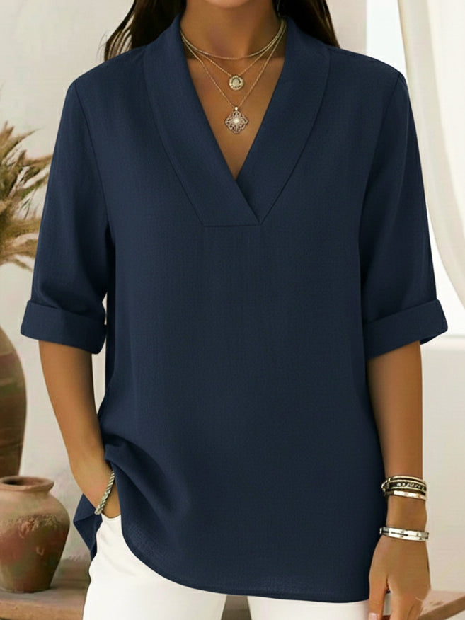 🔥Summer Arrivals🌟Vintage Elegant Shawl Collar Linen Short-sleeved Shirt