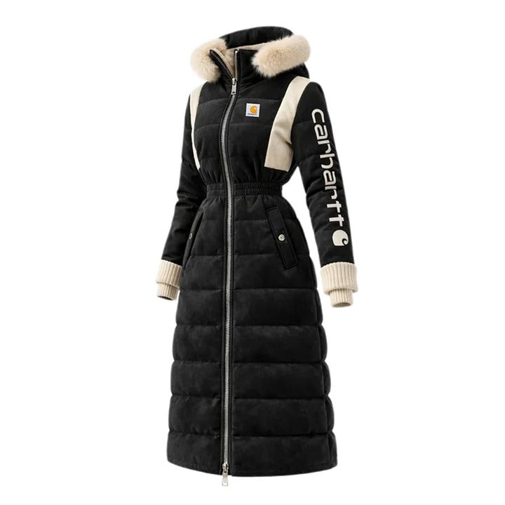 🔥𝗖𝗹𝗲𝗮𝗿𝗮𝗻𝗰𝗲 𝗦𝗮𝗹𝗲🌟Women's Casual Color Stitching Suede Fur Collar Lapel Hooded Long Coat