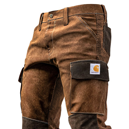 🔥𝗖𝗹𝗲𝗮𝗿𝗮𝗻𝗰𝗲 𝗦𝗮𝗹𝗲🌟Men's Vintage Brown Suede Contrast Work Pants With Reinforced Knees