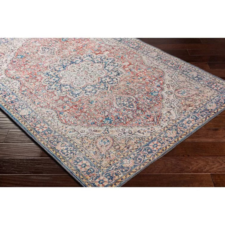 Bria Machine Washable Oriental Dusty Sage/Olive Area Rug