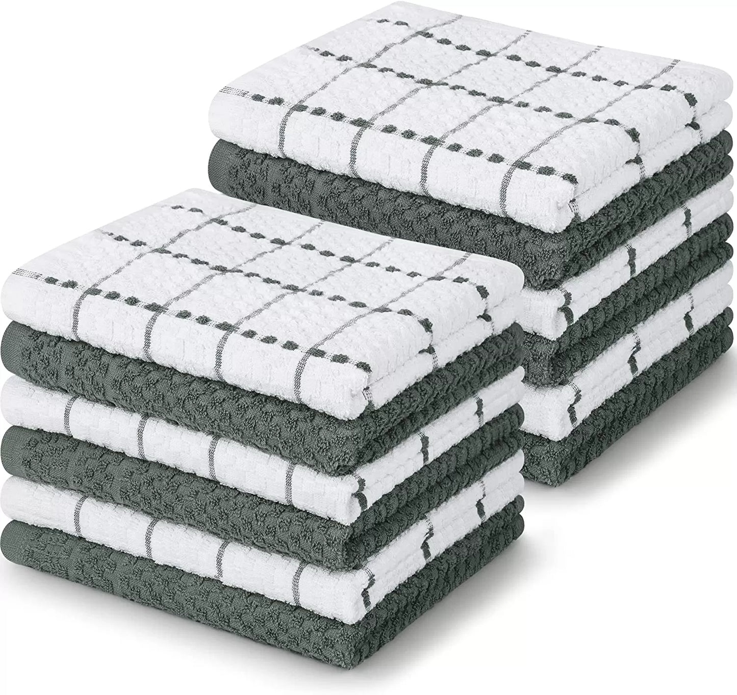 Kitchen Towels 12 Pack, 15 x 25 Inches, 100% Ring Spun Cotton Super Soft and Absorbent Linen Dish Towels, Tea Towels and Bar Towels Set (Black)