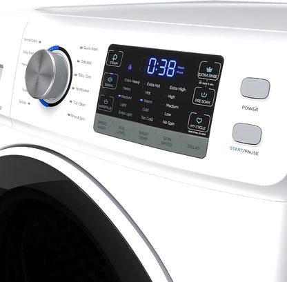 KoolMore FLW-3CWH Front Load Machine, 2.7 Cu. Ft, Space Saving Unit with 20-Minute Quick, 12 Washing Cycles, Quiet Inverter Motor [120V],