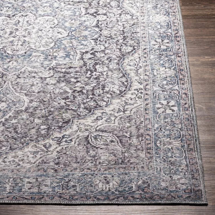 Bria Machine Washable Oriental Dusty Sage/Olive Area Rug