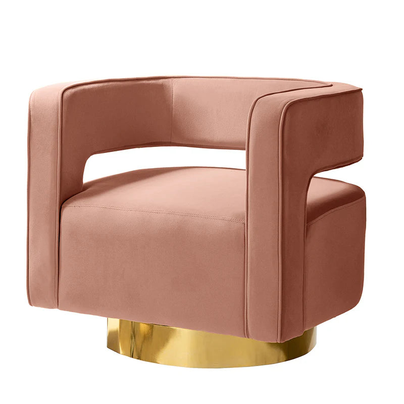 Agata Velvet Swivel Barrel Armchair